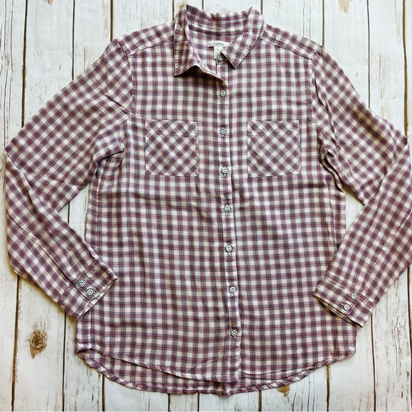 Caslon Nordstrom Red Plaid Button Down Top Size S Small - Picture 1 of 3